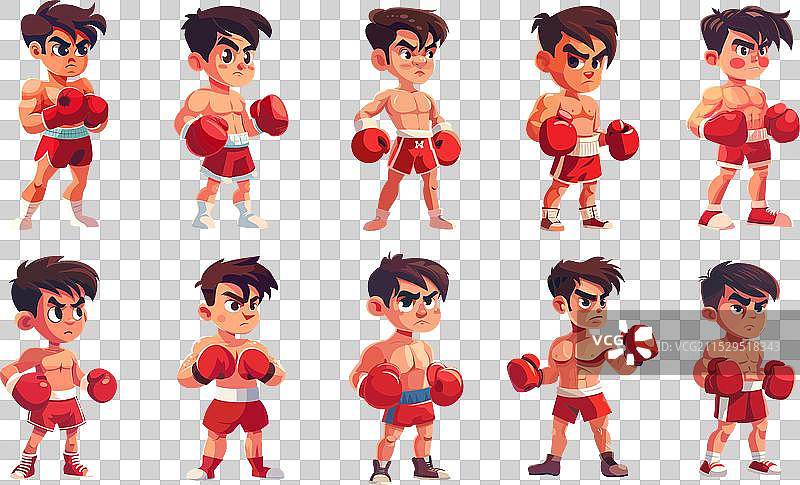 卡通拳击手角色，运动中的拳击男孩图片素材