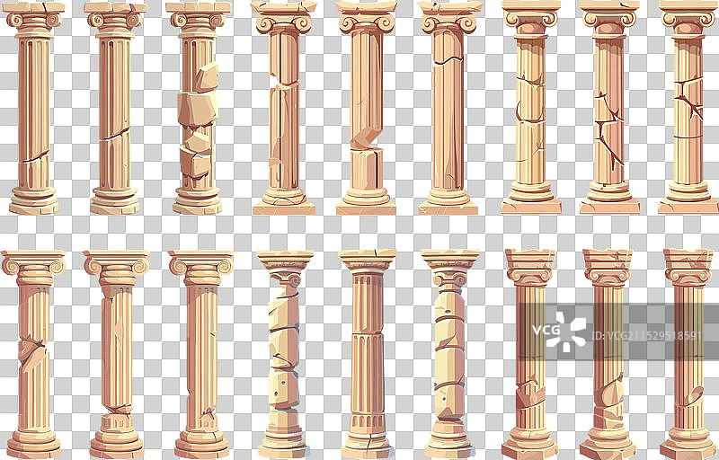 古希腊经典柱子排列图片素材