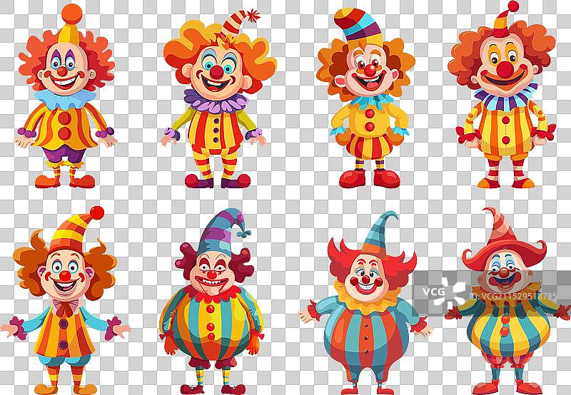 搞笑的小丑卡通角色，马戏团小丑图片素材