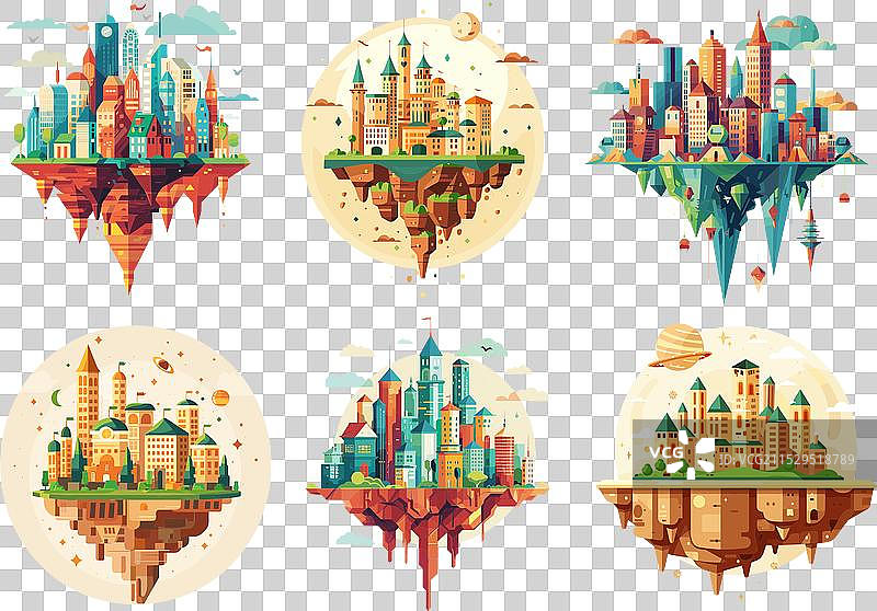 飞行城市 幻想城市 漂浮岛屿图片素材