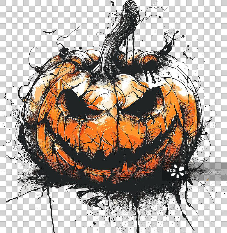 万圣节南瓜纹身草图，南瓜杰克图片素材