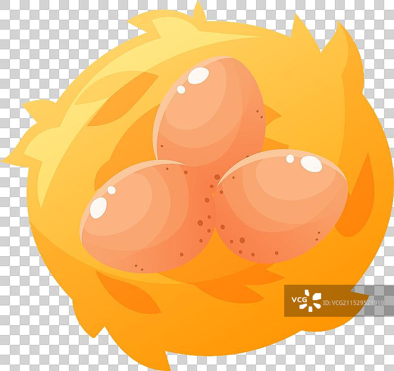 从上方看三只蛋在稻草做成的巢里图片素材