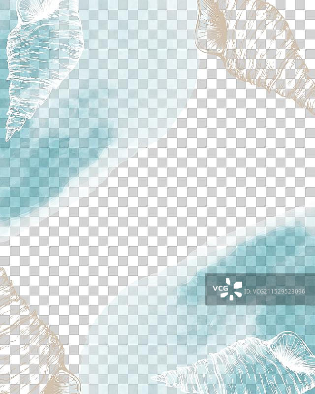 海洋水彩背景，带有轮廓图片素材