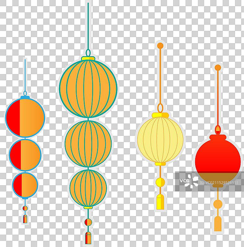 一组中国灯笼装饰图片素材