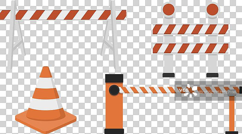 道路施工障碍物和保护围栏图片素材