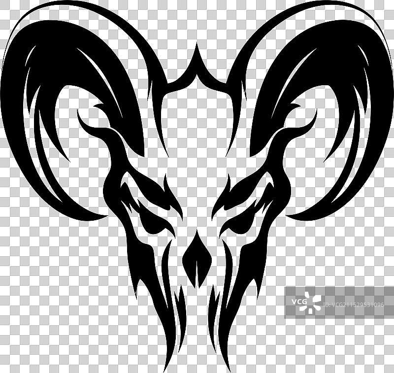 地狱灵感的角头骨图标恶魔图片素材