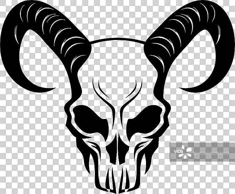 地狱般的面孔，带角的骷髅符号，恶魔图片素材