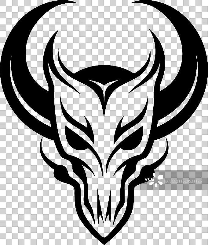 地狱标志带角的骷髅徽章恶魔图片素材