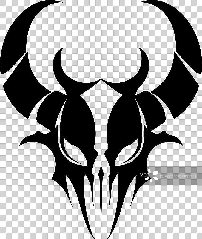 恶魔标志带角的骷髅图标火焰图片素材