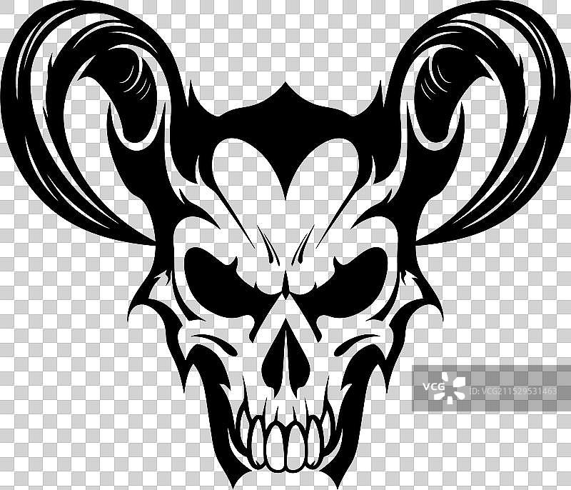 魔鬼的标志，带角的骷髅符号，地狱的象征图片素材