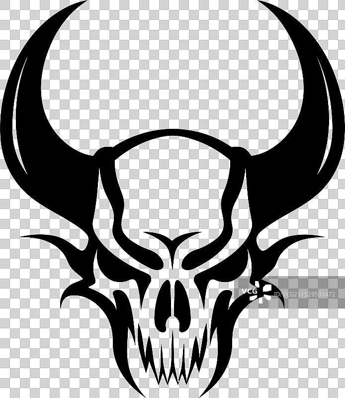 恶魔标志带角的骷髅图标图片素材