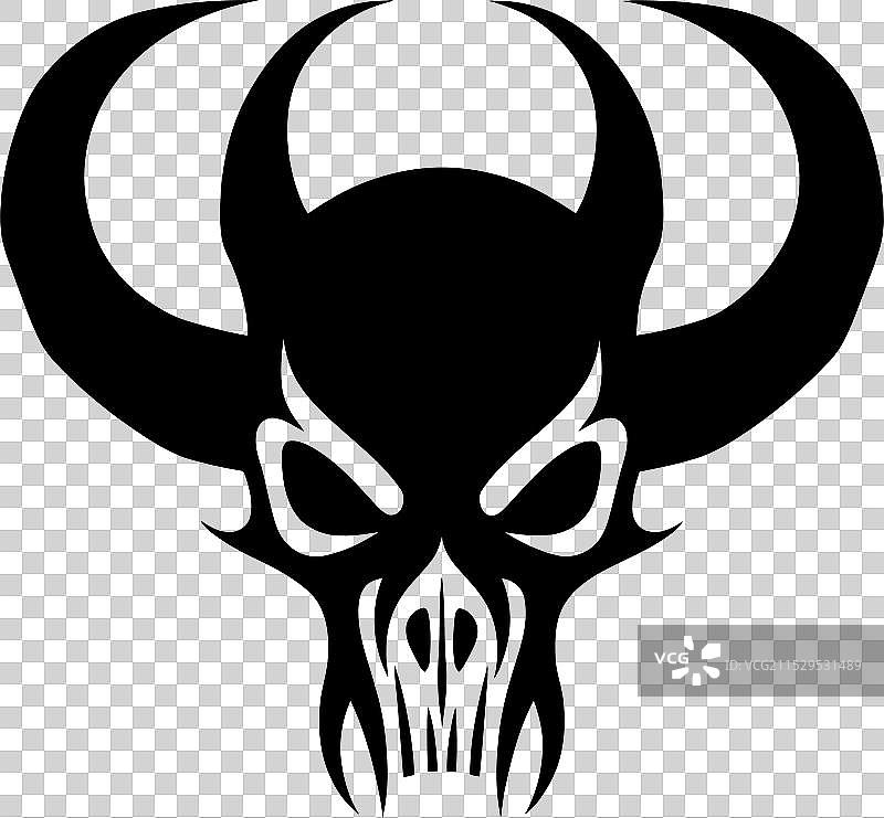 魔鬼的法令，角骷髅符号，地狱之火图片素材