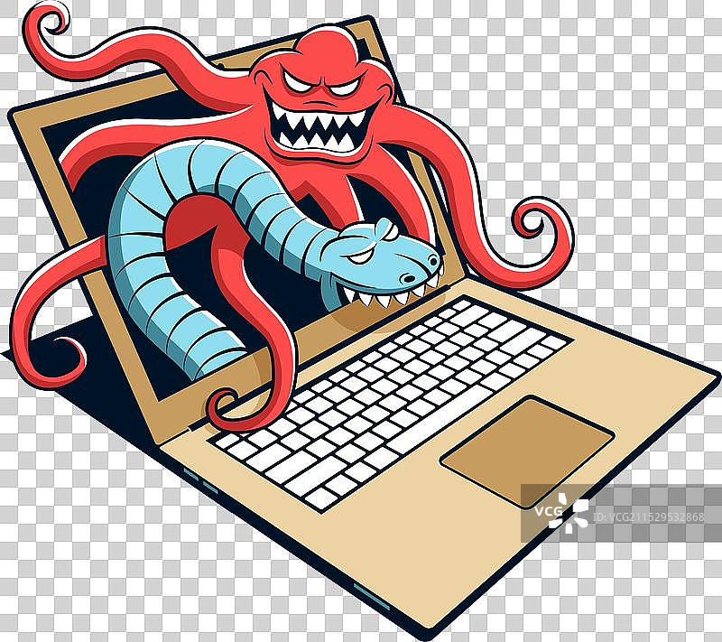 以怪物形态出现的病毒袭击了图片素材