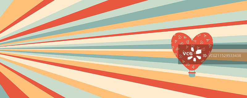 复古风格的心形热气球印刷图案图片素材