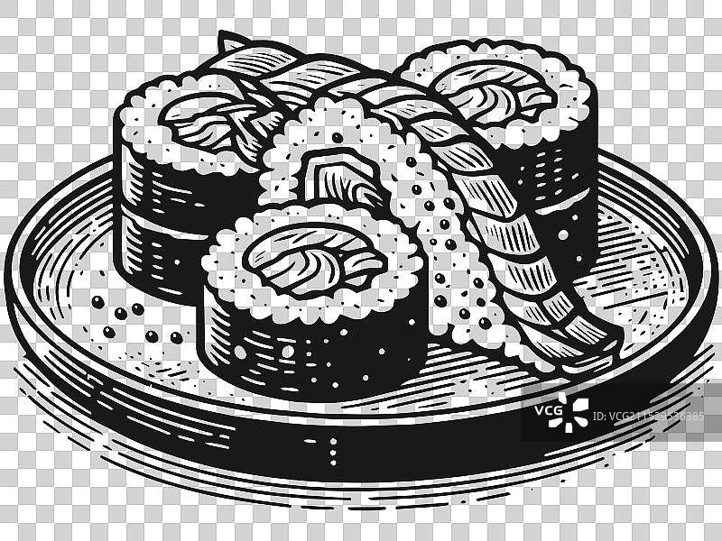 传统日本料理寿司盘图片素材
