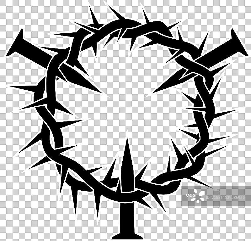 简单的荆棘冠与三根钉子图片素材