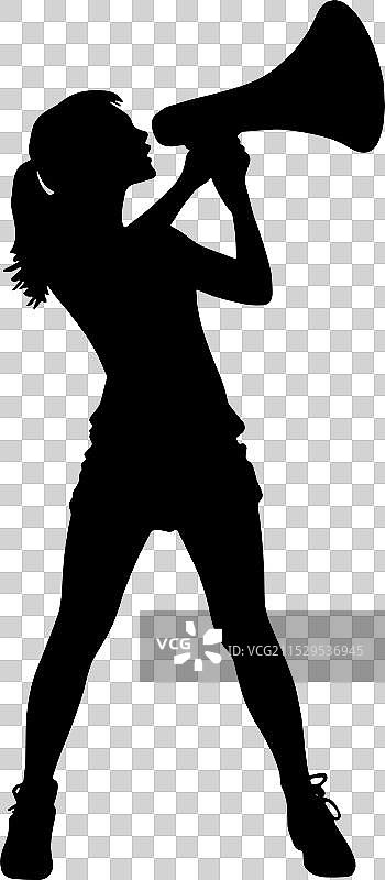 拿着扩音器的女性剪影图片素材