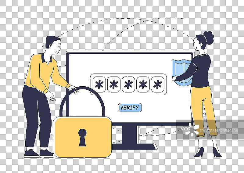 持有认证代码的男女图片素材