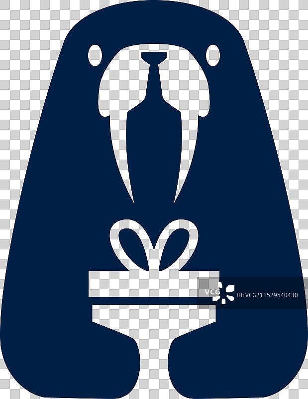 海象拿着生日礼物的卡通logo图片素材