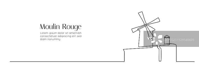 连续一笔画的红磨坊表演场景图片素材