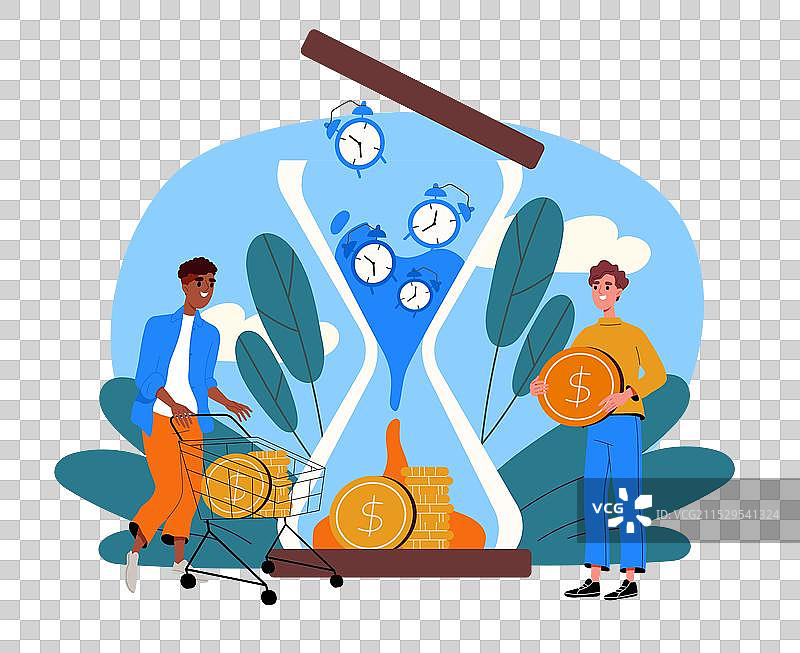 男人们在大型场所将时间转化为金钱图片素材