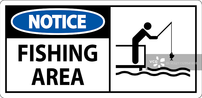 水域安全标志通知 - 钓鱼区图片素材