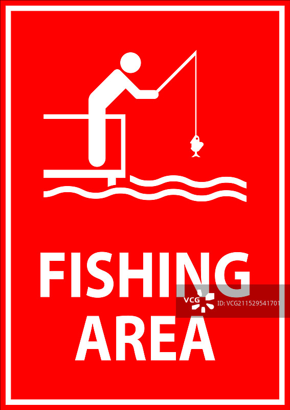 水域安全标志通知 - 钓鱼区图片素材