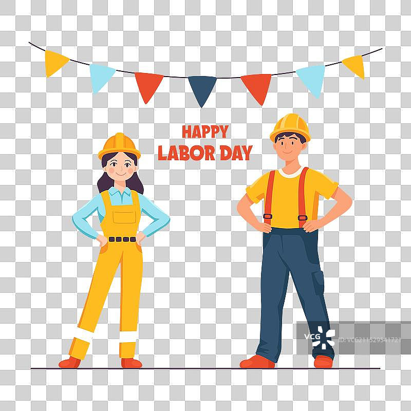 建筑工人男女劳动节概念图片素材