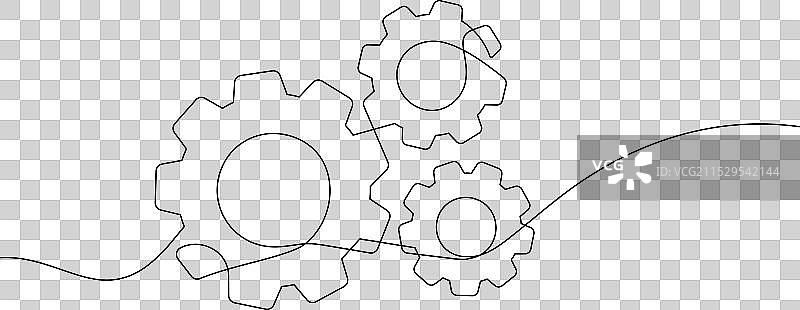 齿轮和齿轮的连续单线绘图图片素材