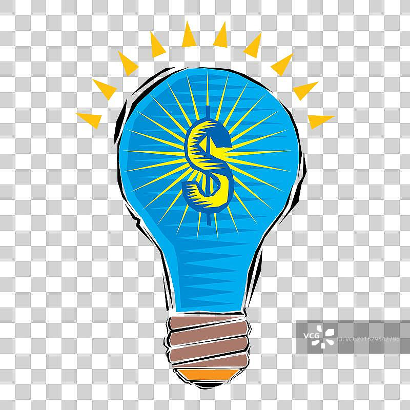 带有美元符号的灯泡商业概念图片素材