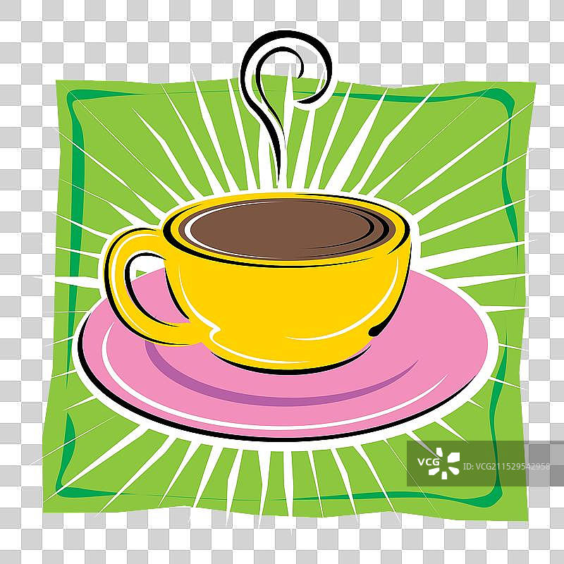 热咖啡杯的素描和蒸汽图片素材