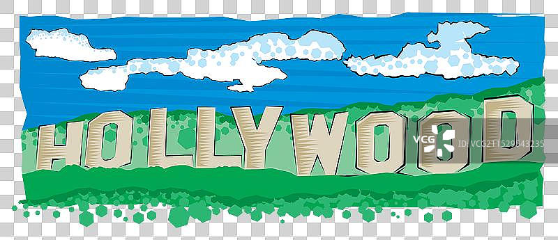 洛杉矶的好莱坞标志扁平风格图片素材