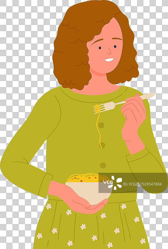 女人在吃意大利面图片素材