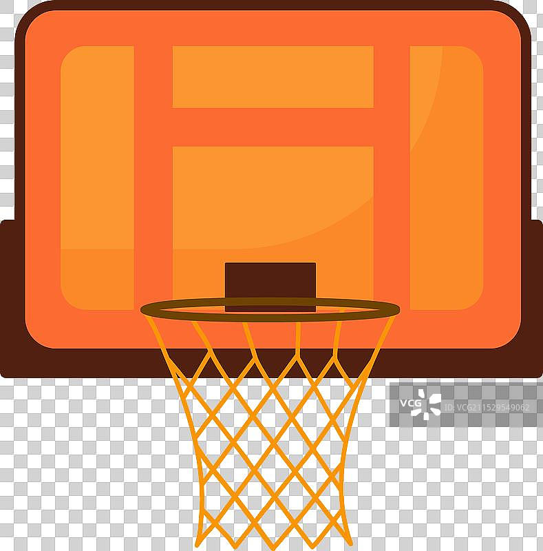 卡通篮球场上的篮球板图标与球员图片素材