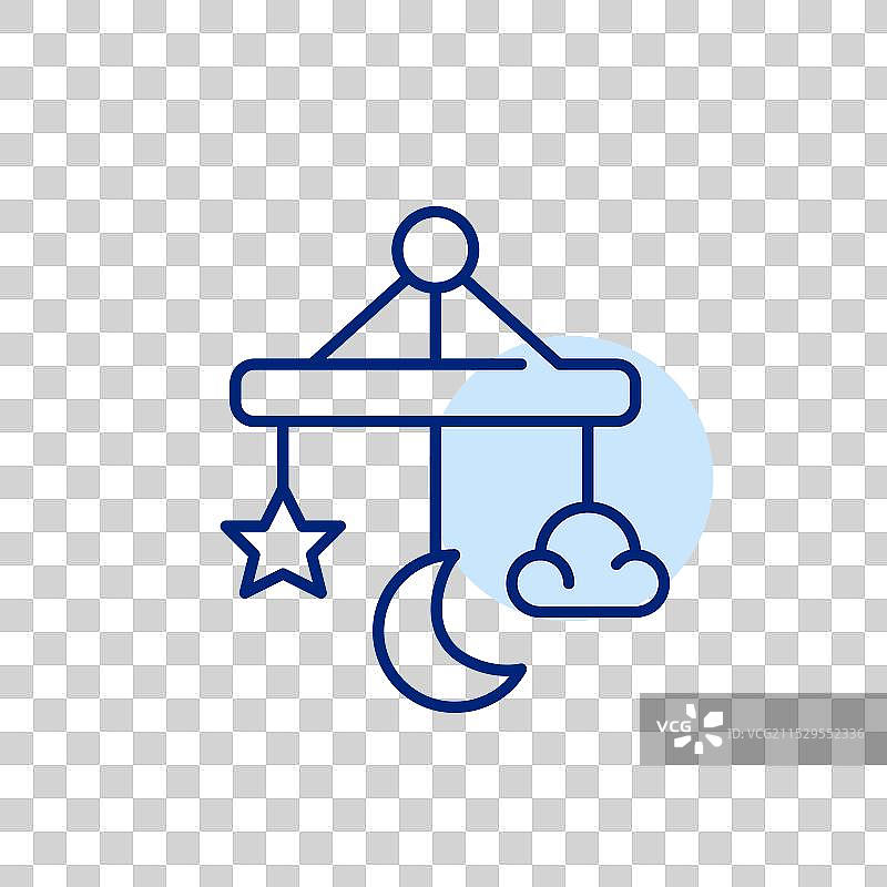 悬挂的婴儿卧室摇铃，带有月亮和星星图片素材