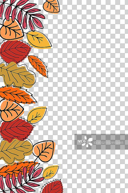 带有秋天树叶涂鸦的横幅图片素材