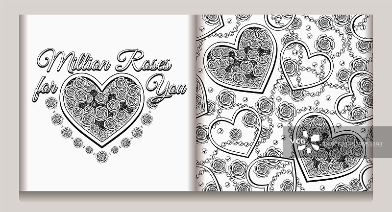 情人节图案标签，带有心形和玫瑰花图片素材