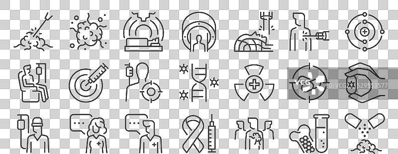 肿瘤学癌症团队图标集图片素材