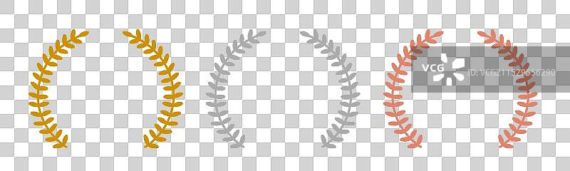 胜利月桂冠图标集（金色和银色）图片素材