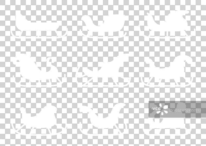 红色背景上的白色雪橇剪影图片素材