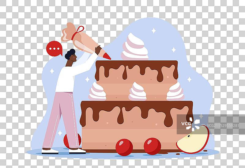 年轻男子在涂抹糖果奶油图片素材