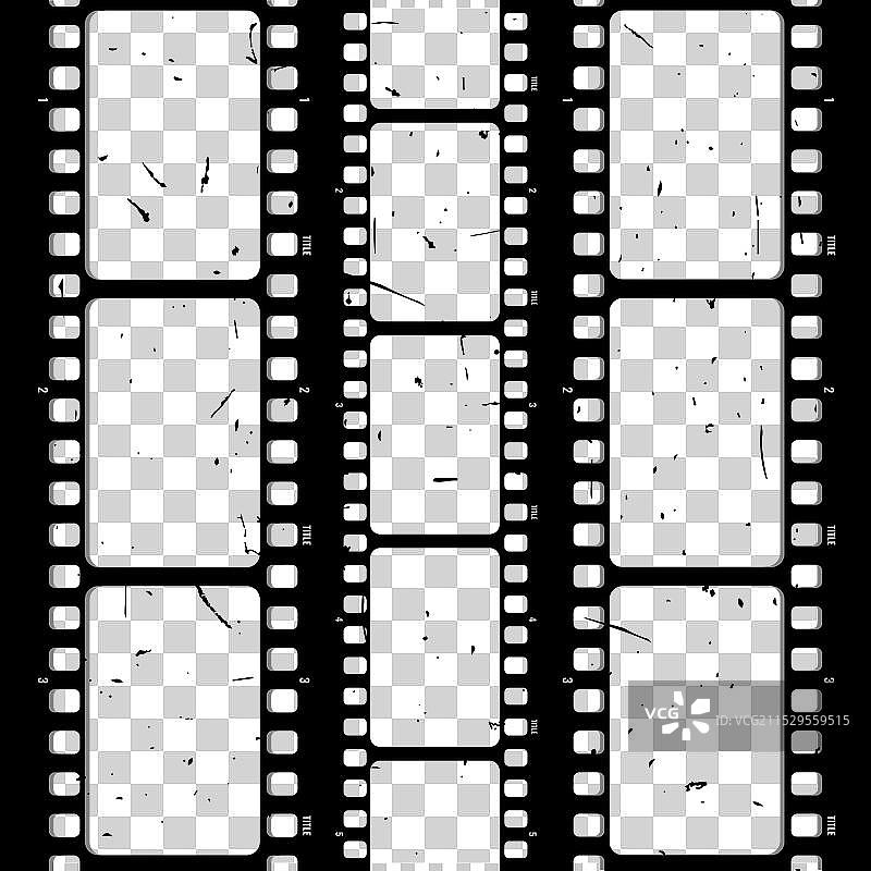 复古老电影胶卷带有磨损效果的套装图片素材