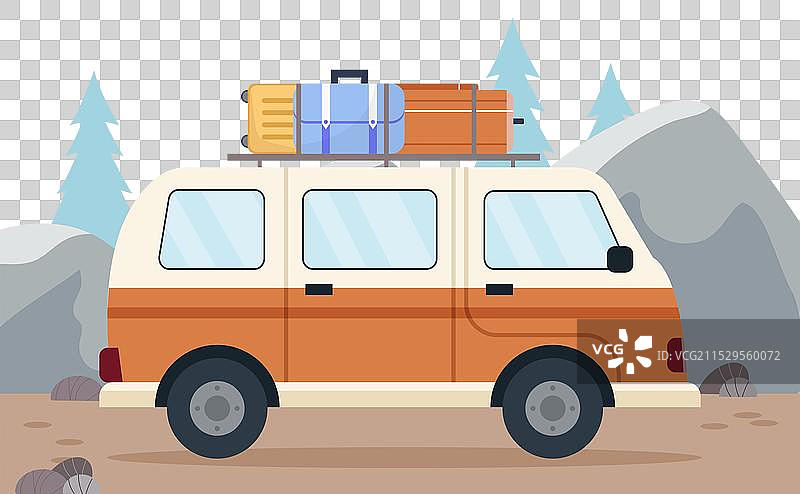 驾车旅行，带着行李和包裹图片素材