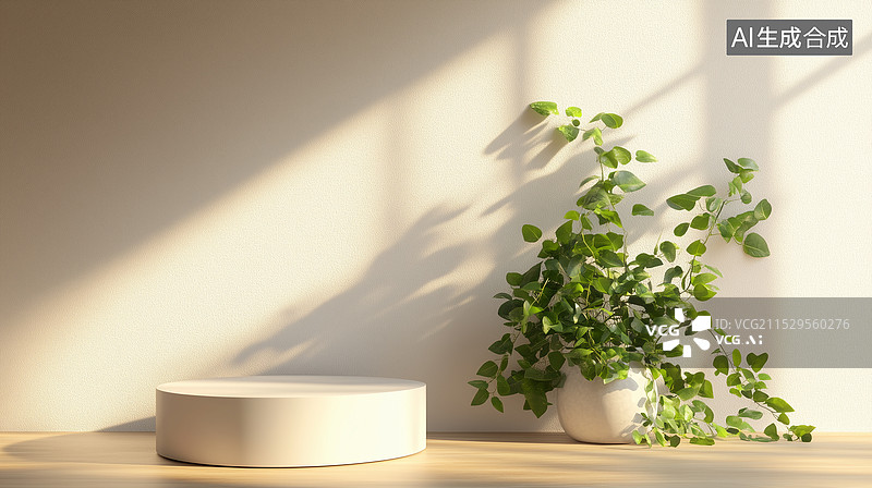 【AI数字艺术】简约风格室内产品展台场景图片素材