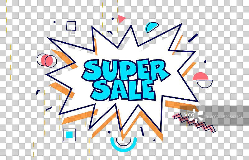 孟菲斯超级特卖气泡横幅爆炸图案图片素材