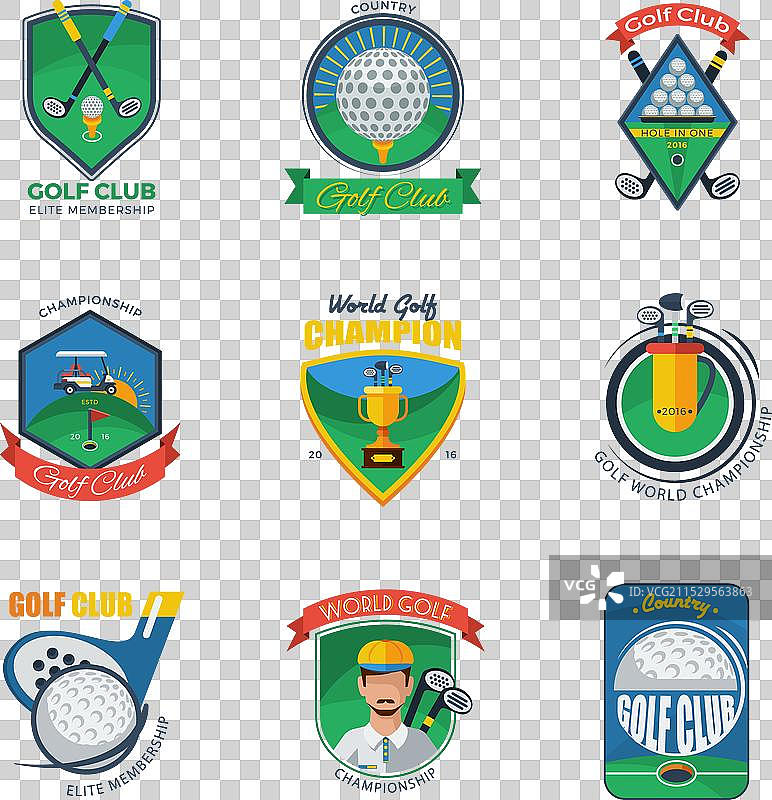 高尔夫标签套装图片素材