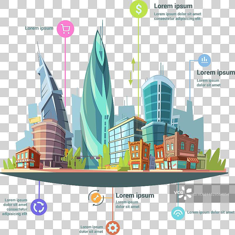 现代城市市中心概念信息图海报图片素材