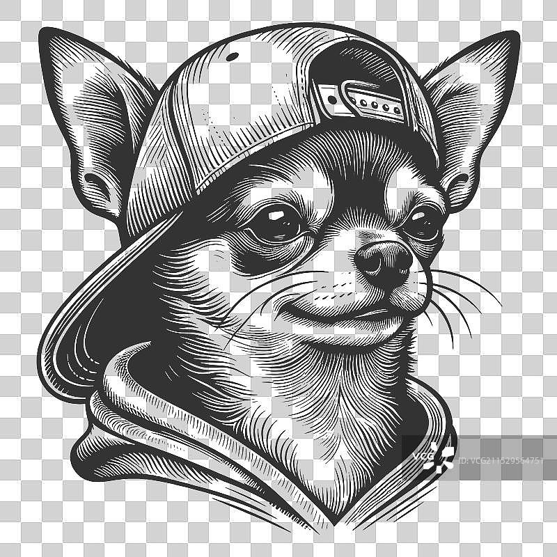 戴着棒球帽的吉娃娃图片素材