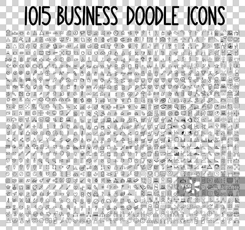 商业相关涂鸦图标集绘图草图图片素材