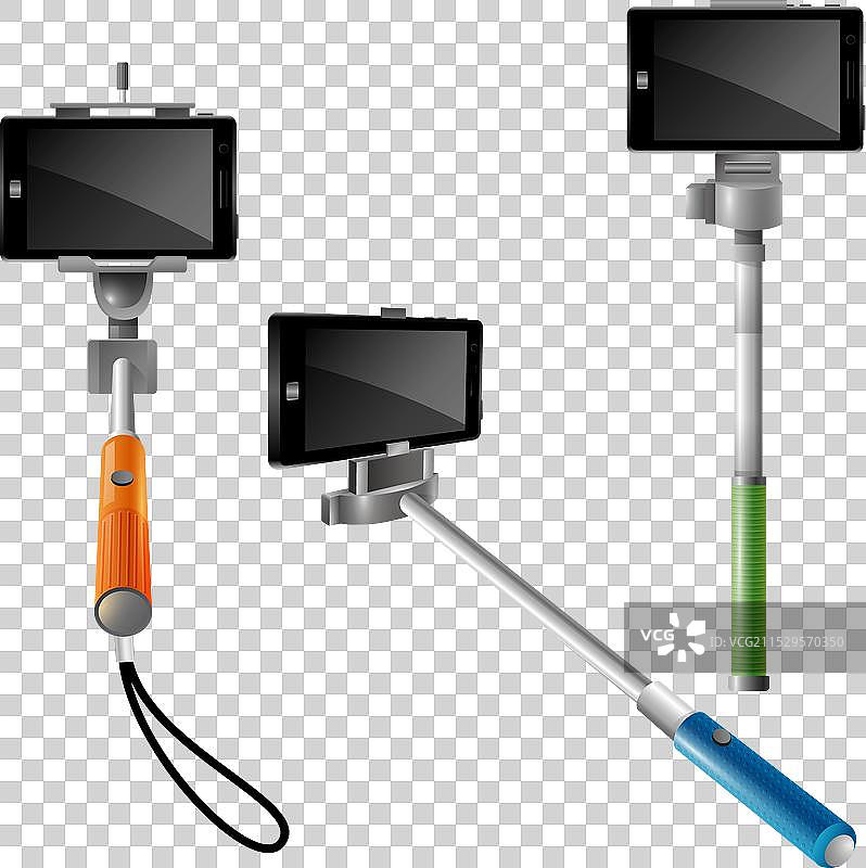 自拍用的单脚架与手机图片素材